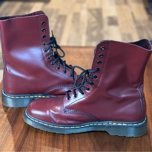 Dr. Marten Boots Mid Calf, Color: Cherry Red Leather, Size 11